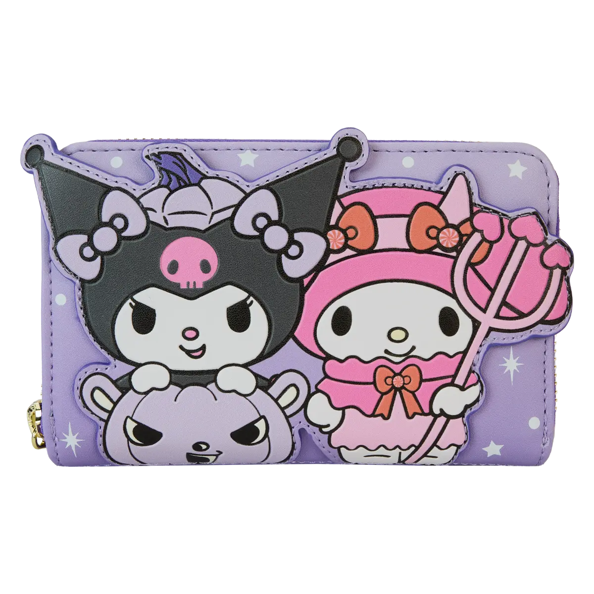 Sanrio Kuromi & My Melody Glow Zip Around Wallet, Glow Stars Add Night Magic, Shiny Gold Hardware, Wallets For Women, Cute Small Wallets