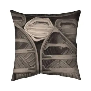 360 Stand Durable Sepia Tones Rustic Elegance Decorative Cushion - 16x16 in Sepia Canoes Brown Boat Accent Pillow for Bedroom Home Decor (Model 5542-1616-CO70-1), Decorative Cushion Cover, Earth-Tone Standard Pillows