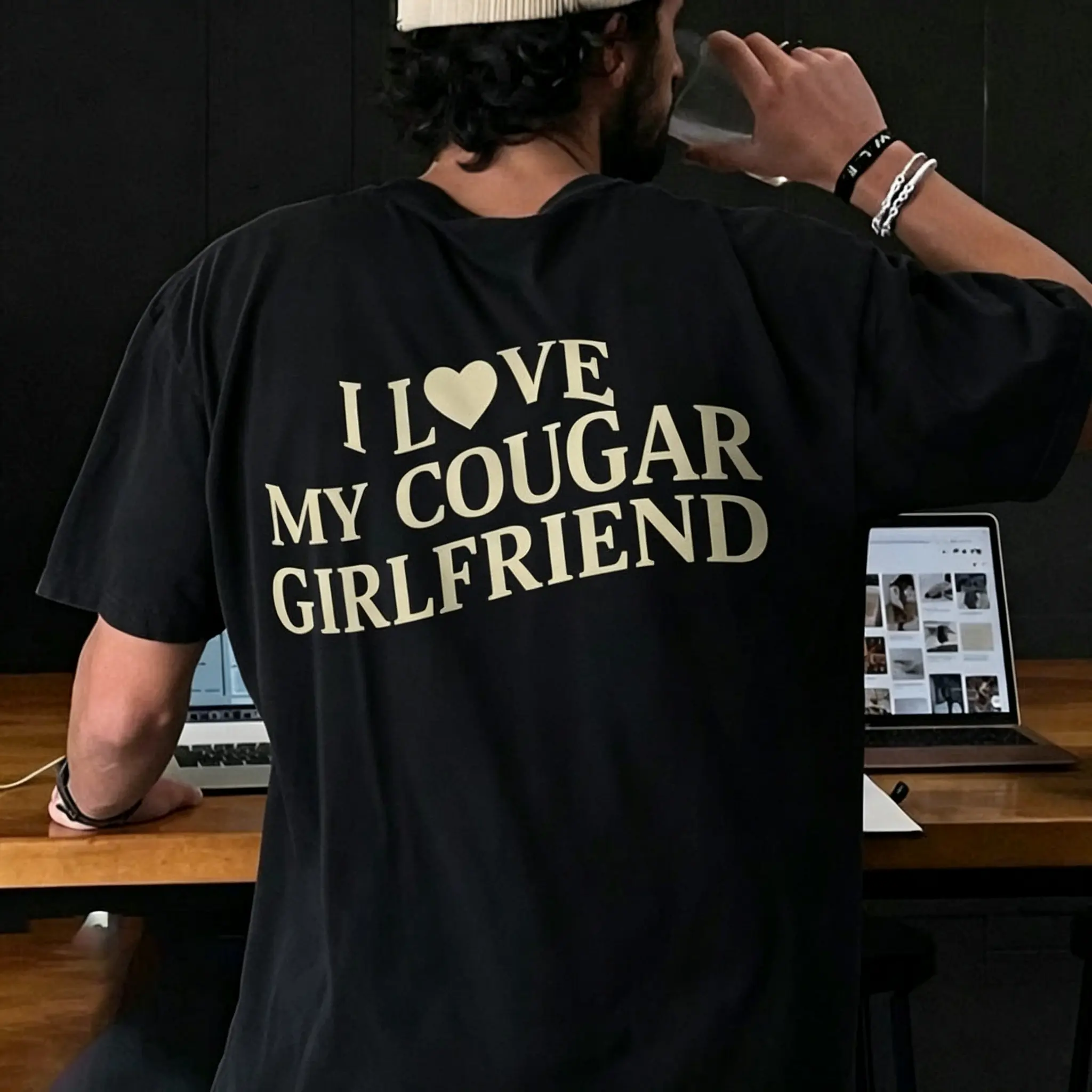 I Love My Cougar Girlfriend Shirt, Boyfriend Gift, I Love My Girlfriend Tee, I Heart My Cougar Shirt, Valentines Gift, for men, for woman Casual Cotton Classic,tshirt
