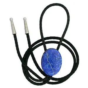 85.80 Carat Oval Afganistan Rich Blue Lapis Cabochon Bolo Tie Cord Tips EPBT388