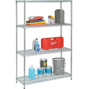 Global Industrial 243674ZC 36 x 24 x 74 in. Nexel Best Value Wire Shelving Unit with Zinc Chromate - 400 lbs Shelf Cap
