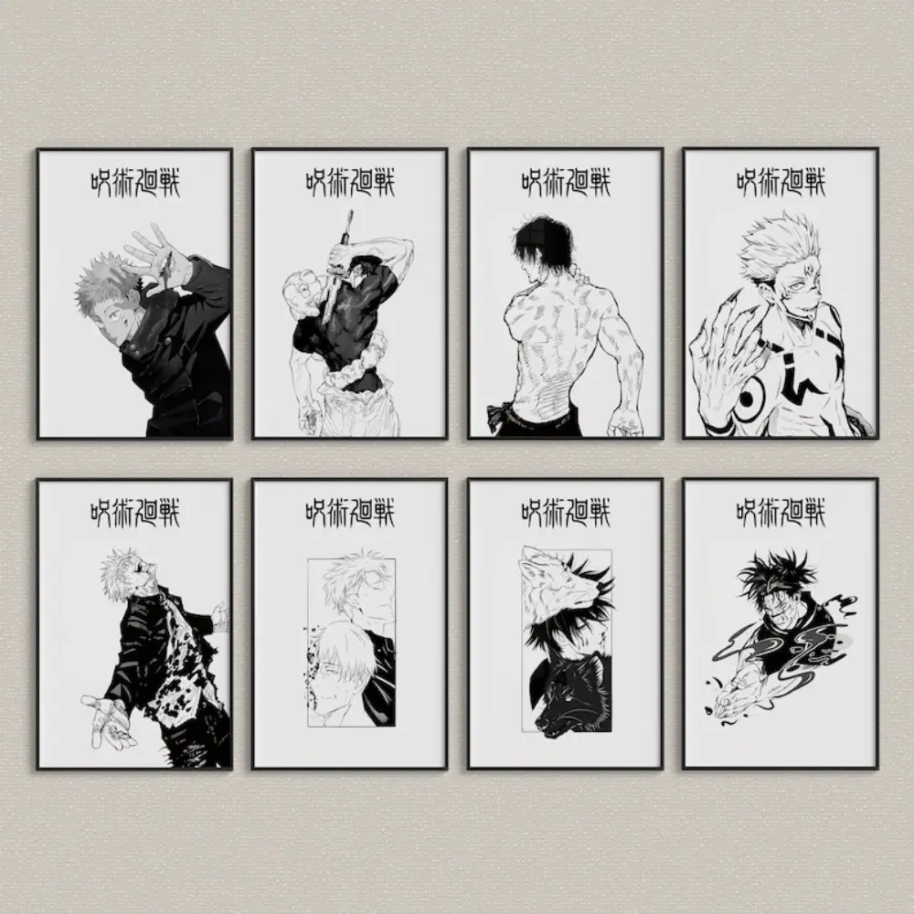 Jujutsu Kaisen Unframed Poster Set - Artistic Abstract High-Resolution Prints with Vivid Colors, Inspirational Home Decor for Balcony, Office, Garage, Indoors, Ideal Gift for Anime Fans