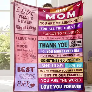 Best Mom Ever Blanket – Ultra-Soft Plush Throw with Heartfelt Quotes to Say “I Love You to the Moon and Back” Sentimental  Warm & Rustic Design to Say “Thank You For All the Special Things You Do”! Soft Plush for Birthdays, Mother’s Day & Christmas!