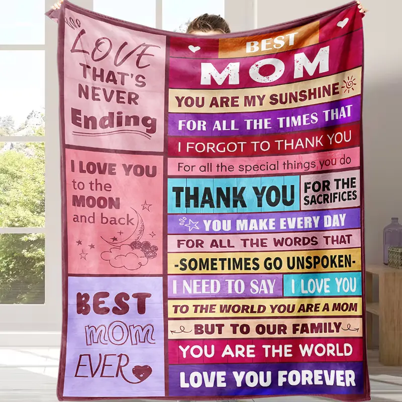 Best Mom Ever Personalized Throw Blanket Ultra Soft Plush with Heartfelt Quotes Sentimental Warm Rustic Design Ideal for Mother's Day Birthdays Gift for Mom