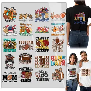 20 Sheets Iron on Transfers, Football DTF Transfers Ready to Press Heat Transfer Football Fans Stickers Iron on Decals for T Shirts Hoodie DIY Crafts