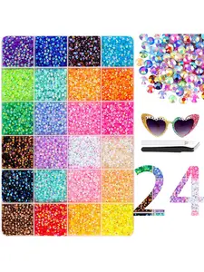 24-Piece Candy Resin Rhinestones, 3mm Ab Color Flat Back Jelly Water Drills, DIY Jewelry, Nail Art, Phone Decorations