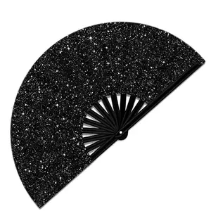 Glitter Folding Hand Fan, 1 Count Lightweight Collapsible Handheld Fan for Costume Party, Party Decoration Supplies for EDM, Music Festival, Club, Dance, Party Event Props, Party Favor, Accessory