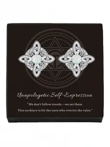 Iridescent Celtic Star Stud Earrings Celtic Witch Knot earrings with sterling silver needles, hypoallergenic lucky talisman.A must‑have for daily wear, perfect for festive gifting.Ideal as a lucky accessory, Valentine's gift and mysterious present.