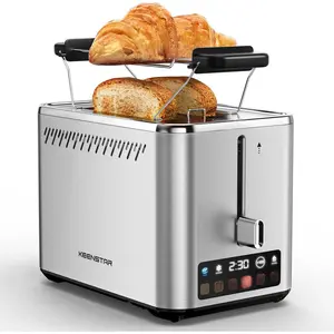 2-Slice Toaster 6 Browning Levels Bagel Defrost Timer 1.5" Wide Slots Removable Crumb Tray 900W Stainless Steel Smart Toaster