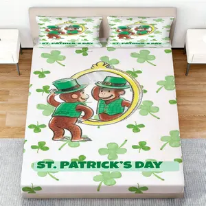 St Patrick's Day George Bedding Set, Base with Accents, Includes Pillowcases, Soft Washable, Perfect for Kids' Room, Soft Breathable Bedding
