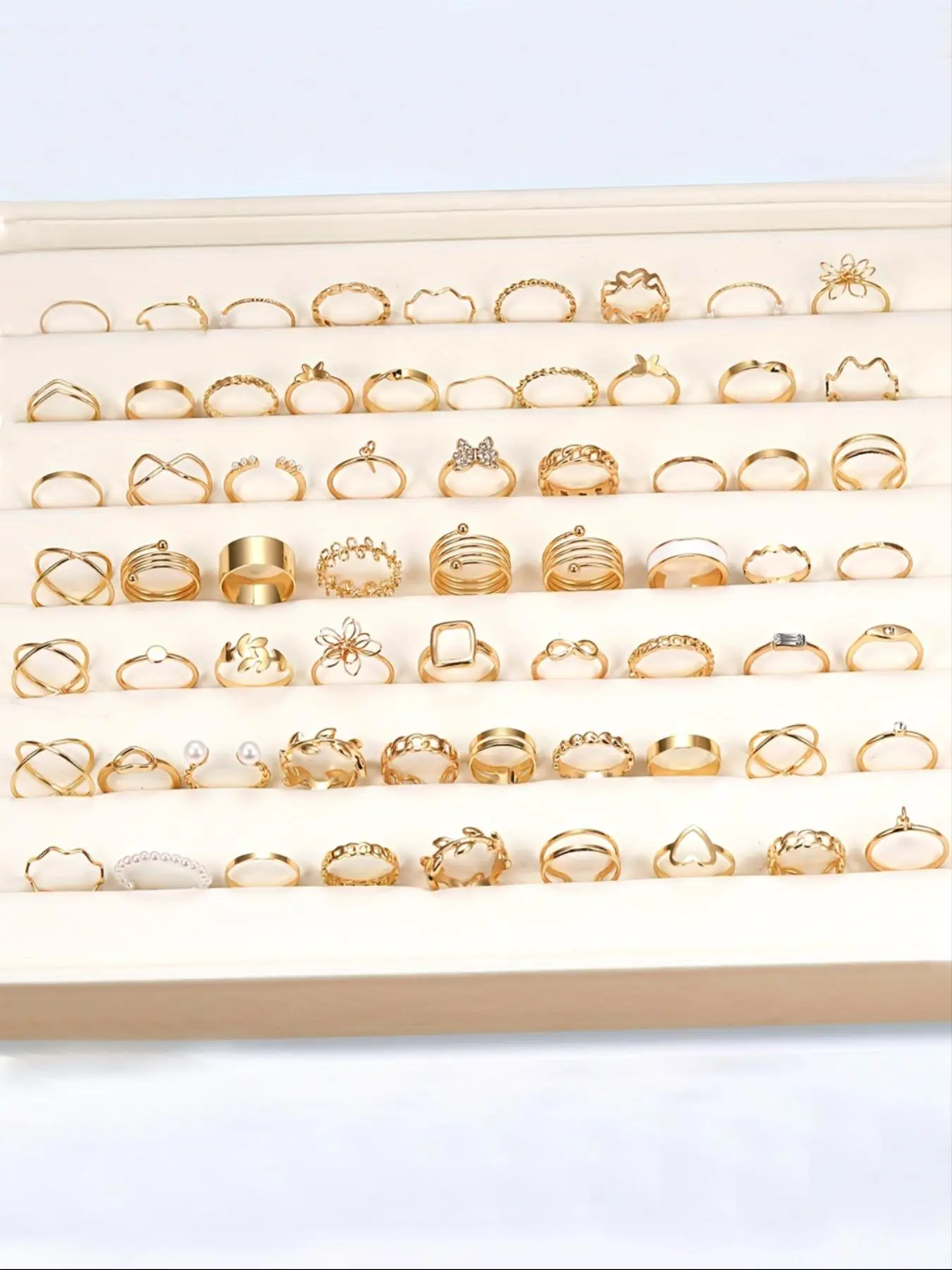 66pcs/set Women's Fashion Casual Rhinestone Decorated Rings, Fashionable Jewelry, Elegant Flower & Butterfly Design Rings, Fashion Accessories for Women & Girls, Fashion Stackable Finger Rings