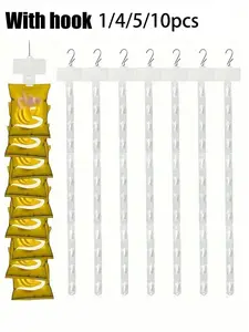 Plastic Hanging Strips Set, 1/4/5/10 Pieces, Durable Hooks & Clips for Supermarket Display Shelves, Essential Grocery Organizer Tools