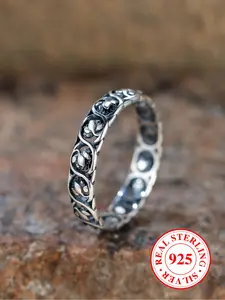 S925 Sterling Silver Hollow Out Lotus Design Ring, Vintage Style Engraved Ring, Fashion Jewelry Accessories for Women & Men, Vintage Embossed Ring, Vintage Inspired Ring, Unique Rings