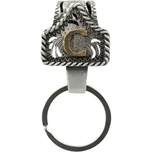 Vintage Western Cowboy Letter Keychain A-Z Initial Key Chain Clip with Horseshoe Star and Keys Personalized Gift Idea for PocketBag Daily Carry Accessory