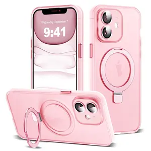 iPhone 11 Magnetic Ring Case with Lens Protection, Mag-Safe Compatible, Matte Pink