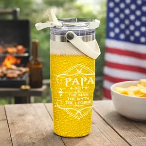 AuraCup 1pc 20/30oz Oil Barrel Insulated Tumbler with Lid and Straw, Stainless Steel Vacuum Travel Mug, Flasks, Beer Foam Print Design, Large Capacity Hot and Cold Drink Cup for Coffee, Tea, Outdoor BBQ and Daily Use, Valentine’s Day Gift