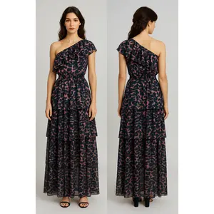 Printed One Shoulder Long Dress