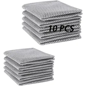 Wire Dishwashing Rag, 10 Pack Non Scratch Wire Dishcloth, Multipurpose Wire Washing Cloth for Wet and Dry, Scrubbing Wire Dishcloths for Kitchen