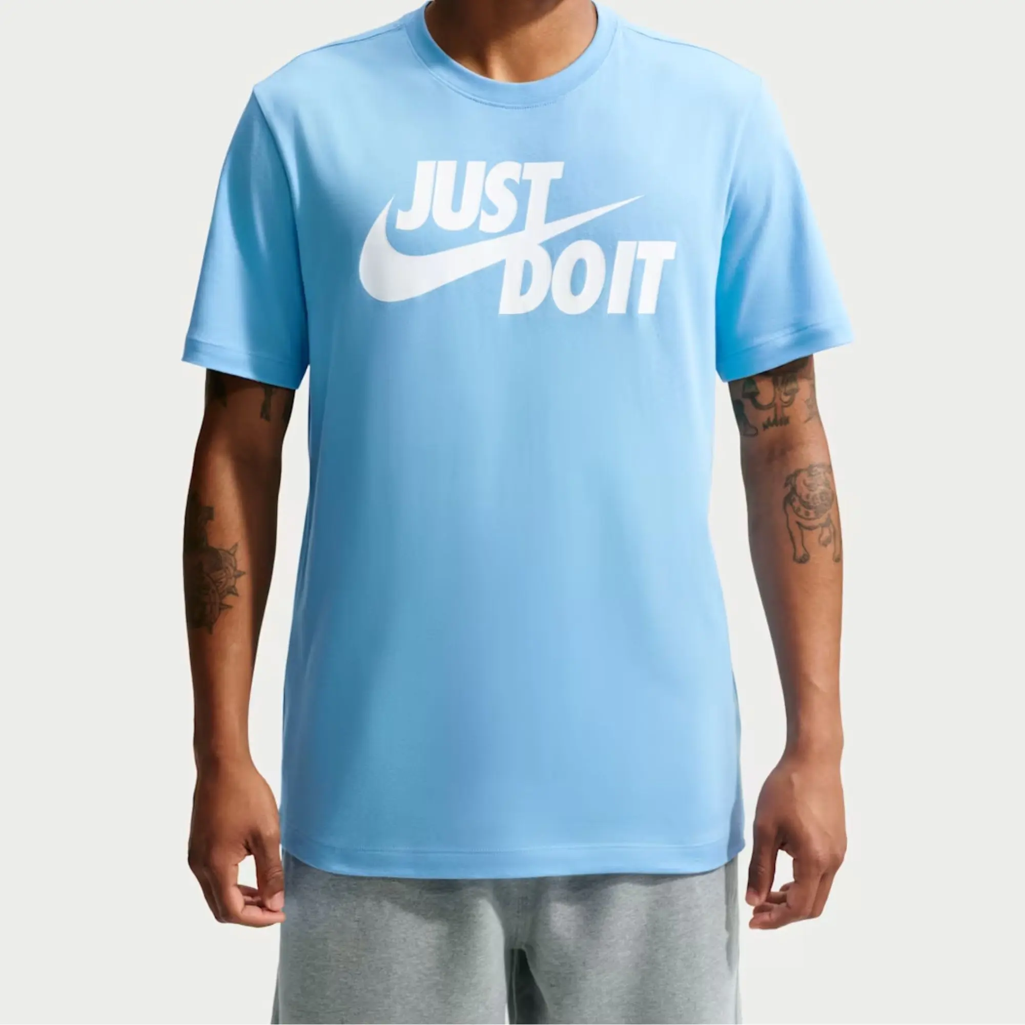 Nike Sportswear Men's Just Do It (JDI) Graphic T-Shirt "Blue" – Classic Short Sleeve Tee Featuring Iconic Just Do It Graphic, Soft Cotton Fabric, Comfortable Standard Fit, and Signature Nike Sportswear Branding Perfect for Everyday Casual Wear, Streetwear