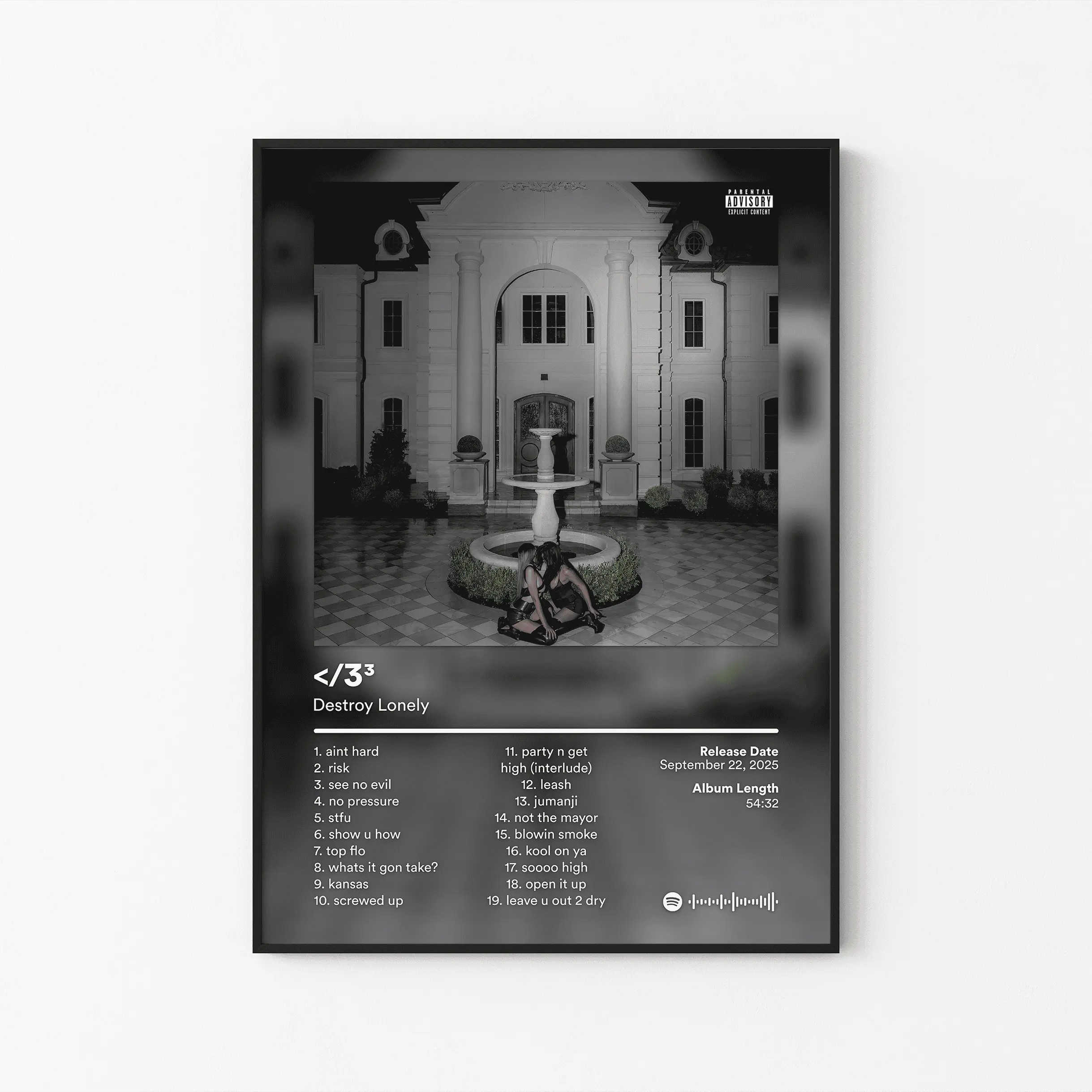 [ RAP ALBUM POSTER – UNFRAMED ] Destroy Lonely Album Poster, If Looks Could Kill Tracklist Art, Opium Aesthetic Rap Wall Decor