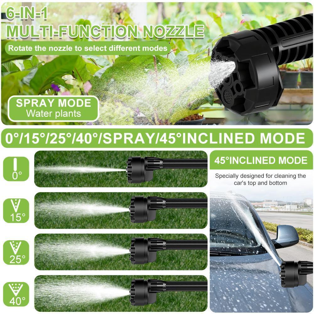 21V Cordless Pressure Washer, 200W Portable Power Cleaner with 13000mAh Rechargeable Battery, 6-in-1 Adjustable Nozzle, Foam Cannon & 5M High-Pressure Hose for Car Washing, Patio Cleaning & Home Use,for Valentine’s Day Gift