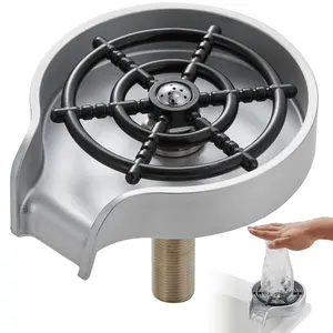 VEVOR Glass Rinser, 10 Powerful Spraying Jets 360 Rotating Cup Rinser for Sink, 304 Stainless Steel Faucet Cup Washer with ABS Cup Holder for Baby Bottle, Glass Cup, Wine Glass (Matte Black Base)VEVOR Super Brand Day