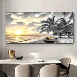Sunset Beach Pattern DIY Diamond Arts Colorful Painting Kit without Frame, DIY 5D Diamond Arts Colorful Painting for Bedroom Home Wall Decor