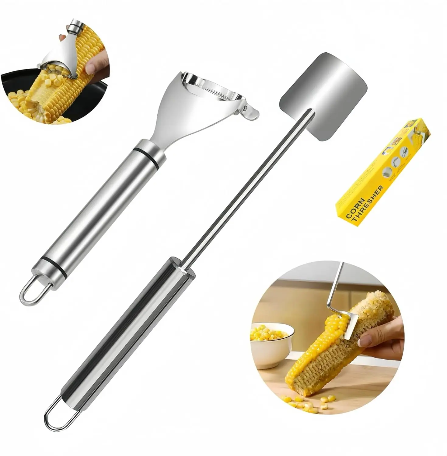 2 count Stainless Steel Corn Peeler and Stripper Tool Set, Ideal Gadget Tool for corn on the cob