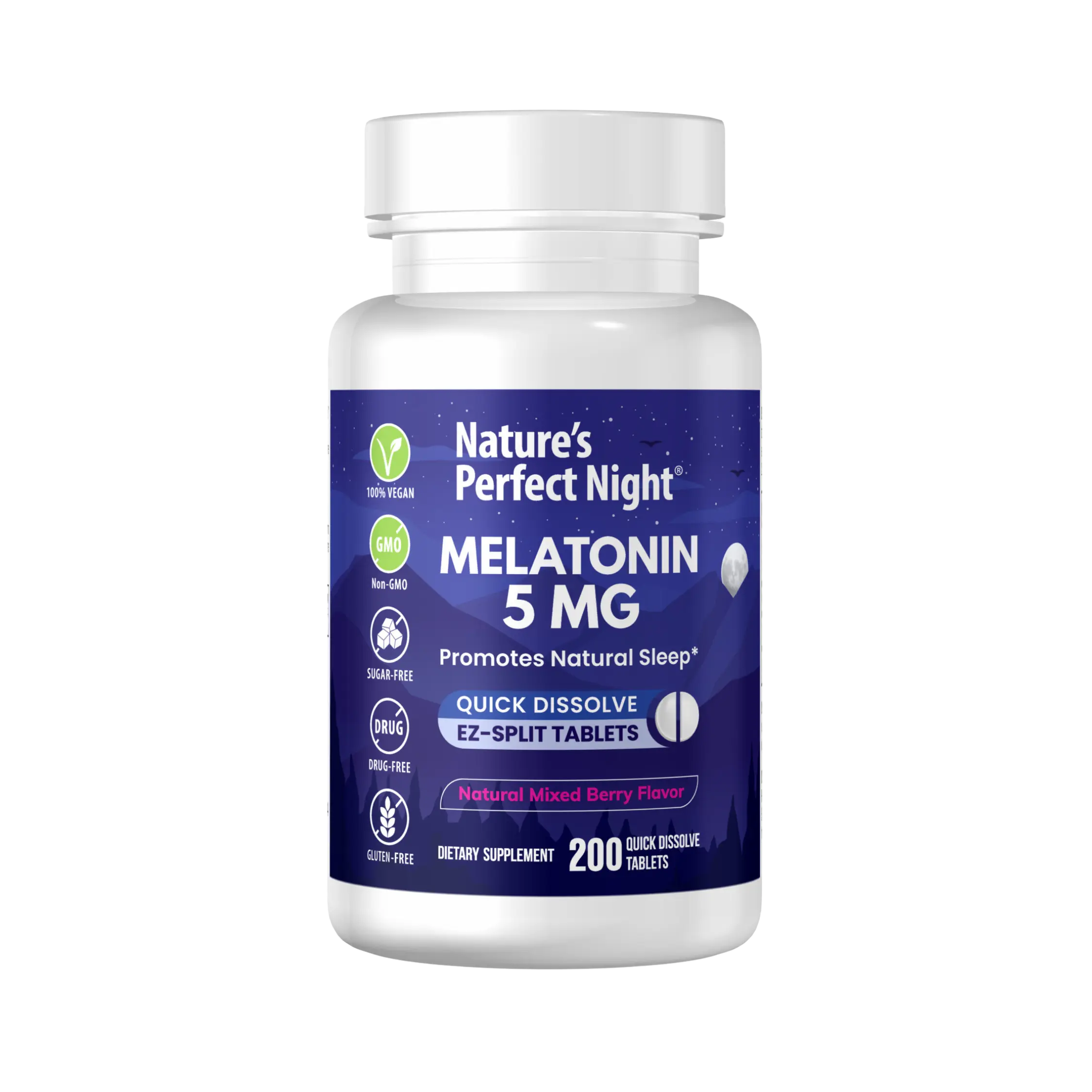 Nature’s Perfect Night - 5mg Melatonin - Natural Mixed Berry Flavor
