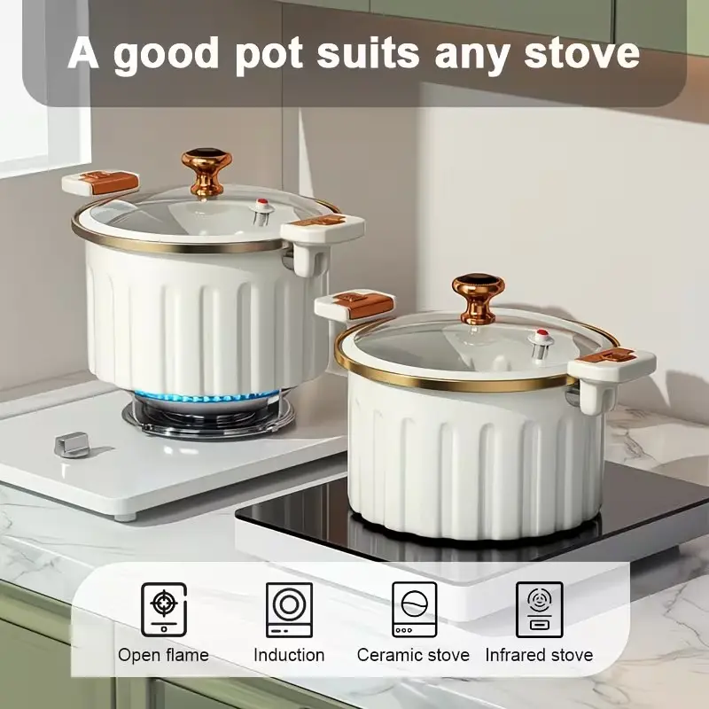 Enamel Non-Stick Stew Pot - Thermal, Extra Large-Capacity, Double-Handled Multifunctional Cookware with Smooth Surface, Less Oil Cooking, Heat Resistant, Easy Maintenance for Large Gatherings Kitchen Use