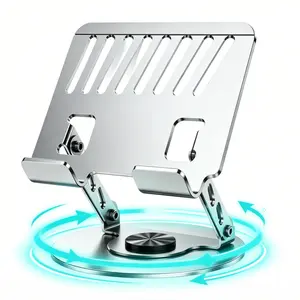 Ergonomic Laptop Stand 360 Rotating Aluminum Computer Riser Adjustable Height Notebook Holder Foldable Desktop Laptop Lift for Office Meeting Study Room Desk Accessories Cooling Ventilated Laptop Support for iPad MacBook Air PC Chromebook Surface 2026
