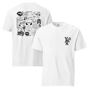 Vintage XX Rose M-Mgk 2 Sided Comfort Color Graphic Tee Ring Spun Cotton Casual Soft Washed T-Shirt Trendy Tops Perfect Gift