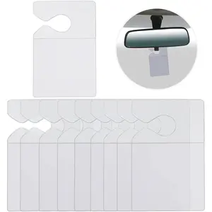 Clear Parking  Holder,  Vertical Parking Lot Pass Rear View Mirror Hanger  Parking Pass Hang Tag Holder for  Passes, Permits - 10 count