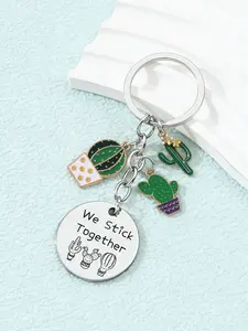 Creative Cute Cactus Keychain, Stainless Steel Oil-Drop Alloy, Sweet Simple Plant Trendy Charm, Perfect Party Gift for Friends and Family, Adorable