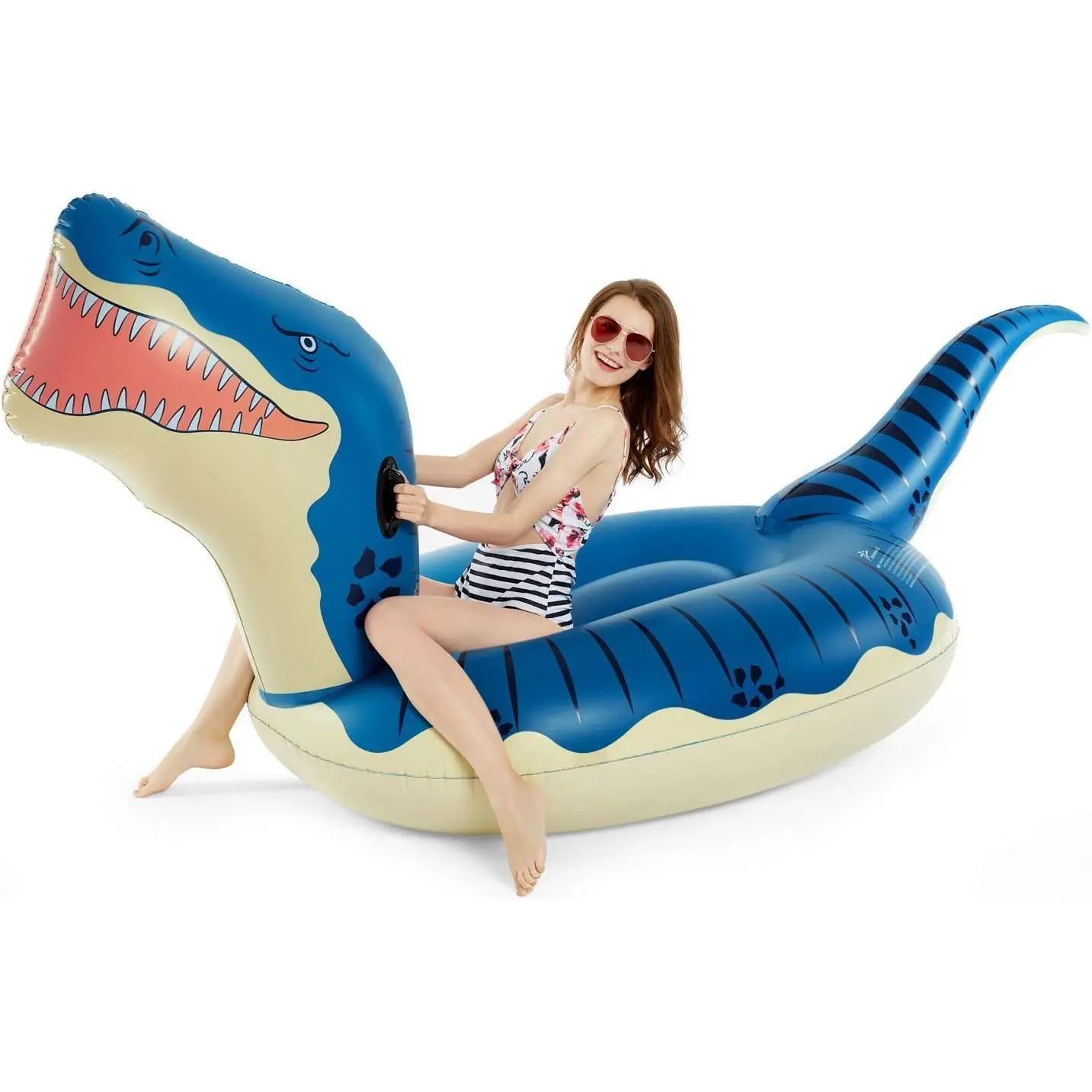 Meooeck 124in Giant Inflatable Tyrannosaurus Rex Pool Float - Unisex Giant Raft, Sporty Ride-On Water Lounge Toy, Summer Party Gift, Water Sports Accessory