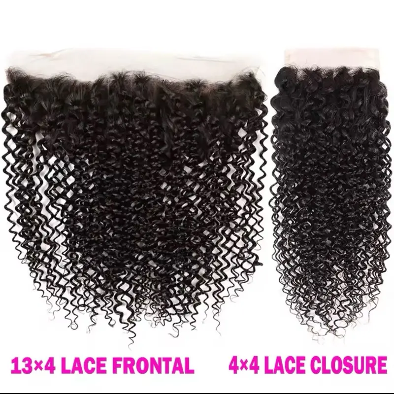 4x4” Afro Kinky Curly Closure Part Bundle 1PC PK Natural Extensions 4"x 4" inches Closure 100% Unprocessed Human Hair for Styling 12 Inch