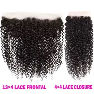 4x4” Afro Kinky Curly Closure Part Bundle 1PC PK Natural Extensions 4"x 4" inches Closure 100% Unprocessed Human Hair for Styling 12 Inch