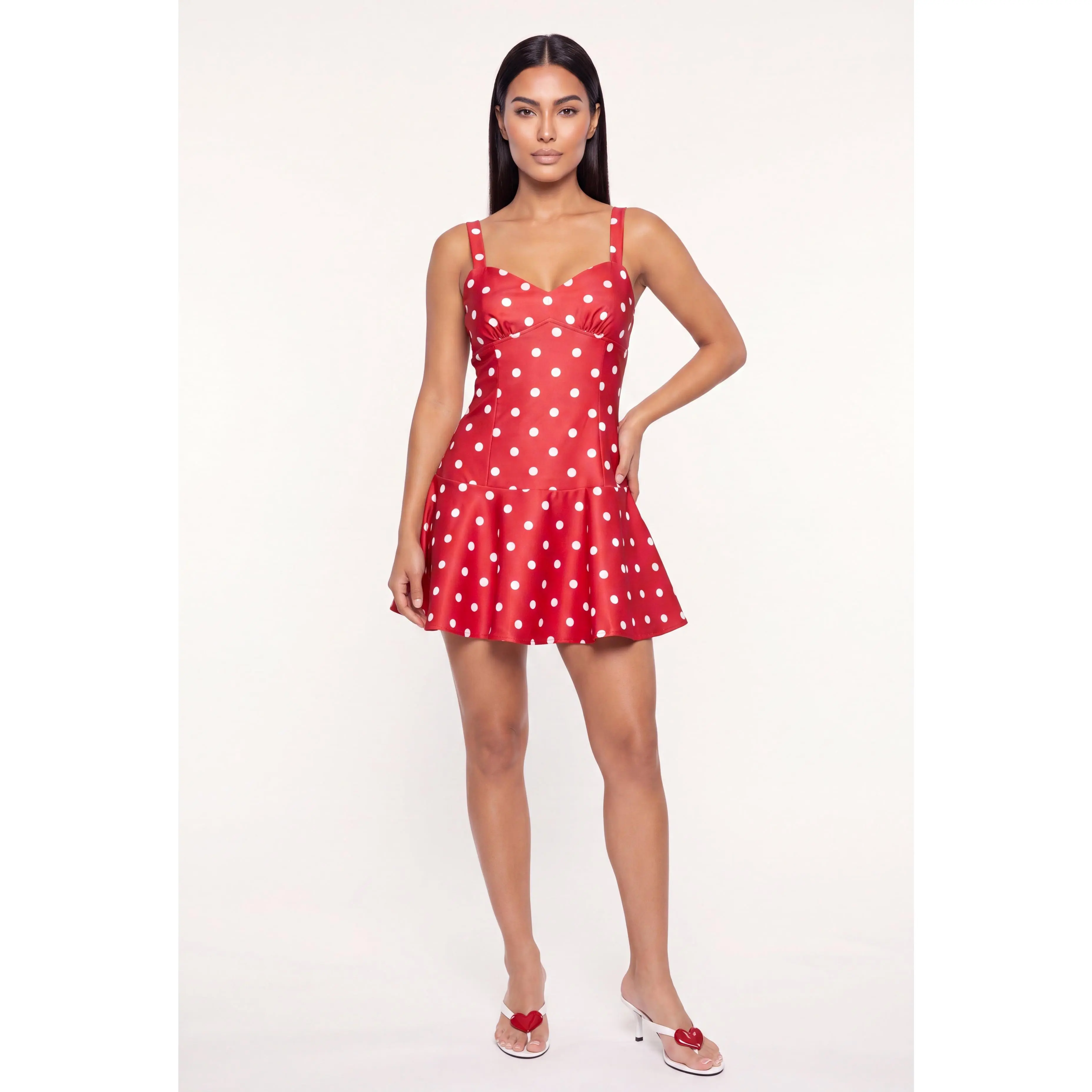 Polka Dot Corset Detail Mini Skater Dress