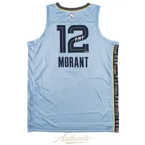 Ja Morant Autographed Memphis Grizzlies Jordan Brand Blue Nike Jersey Panini