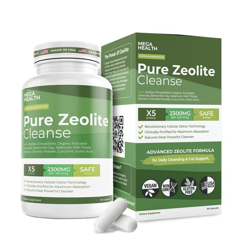 2300 MG Pure Zeolite Cleanse – Ultra-Fine Clinoptilolite Zeolite Detox, Activated Charcoal & Bentonite Clay – Liver & Gut Detox Cleanse, Toxin Flush, Digestive, Max Absorption, 90 Vegan Capsules