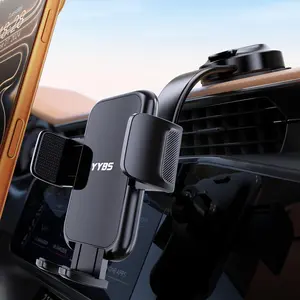 Car Dashboard Phone Holder for Windshield - Tesla Touch Screen Phone Mount with 360 °   Adjustable Aluminum Arm & Nano Adhesive Base for iPhone 17 Pro Max and All 4-7inch Smartphone (Black)