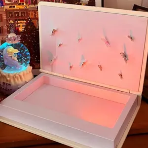 Dynamic Butterfly Light Lamp, Book Nightlight, Bedside Ambiance Light, USB Rechargeable 16 Color Changing, Magnetic Switch, Valentine's Gift