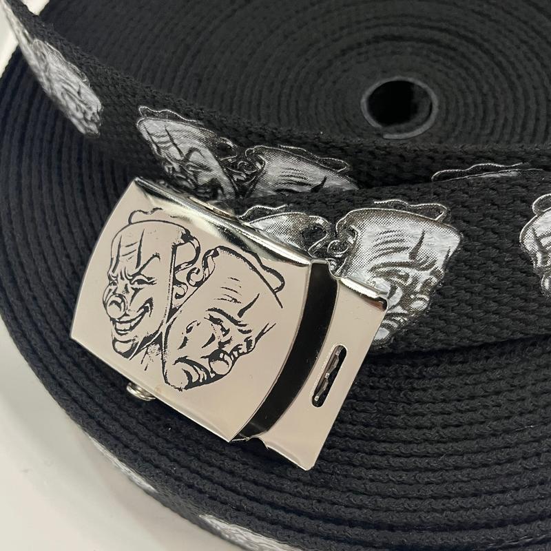 Initial letters Canvas Military Web smile now cry later Belt 50 inch & sylver Letter or waist Decors or longer belt