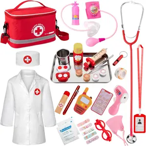 Doctor Kit for Kids Girls, 34 Pcs Kids Doctor Kit for Toddlers 3-5 with Medical Storage Bag & Real Stethoscope, Pretend Play Doctor Set for Fun Role Playing Game, Doctor Play for Kids Boys Girls