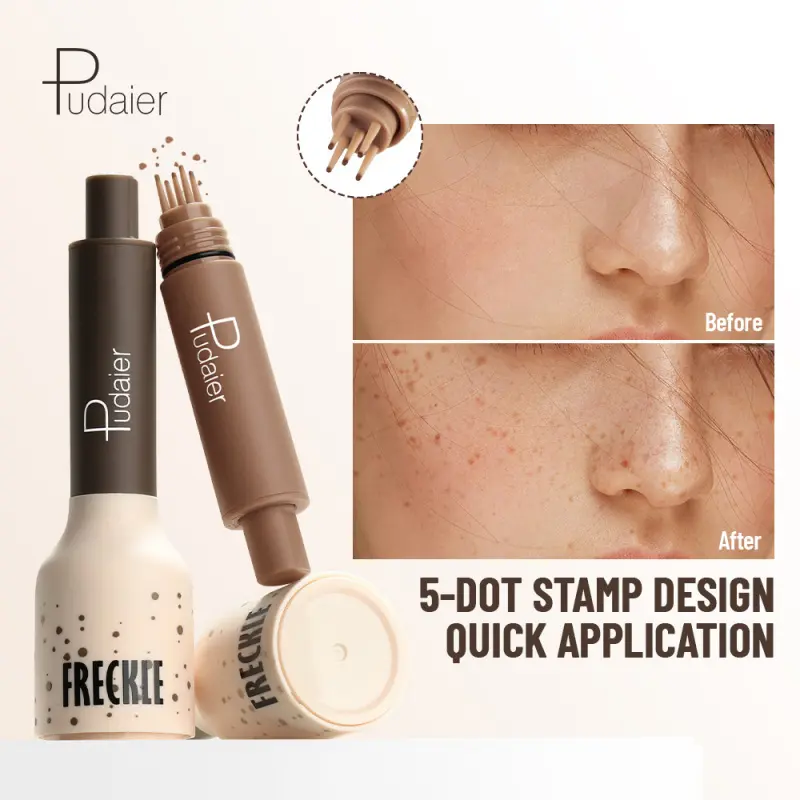 Waterproof Freckle Stamp Pen, 5-Point Natural Fake Freckles Makeup Pen, Quick-Dry & Smudge-Proof Long-Wear, Skin-Friendly Formula, Easy to Create Realistic Freckle Look, 4 Vibrant Shades for All Skin Tones, Cosmetic Product