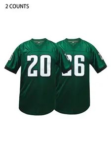 Men's Green #20 Embroidered Football Jersey | Stitched Number V-Neck Mesh Athletic Shirt | Game Day & Casual Wear