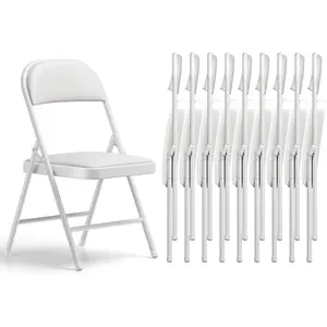 Folding Chairs ，PU Leather Padded Folding Chairs for Outside and Indoor, Heavy Duty Portable Foldable Metal Commercial Seat for Home Office, Dorm, Party, Backyard, Lawn, Patio, Black