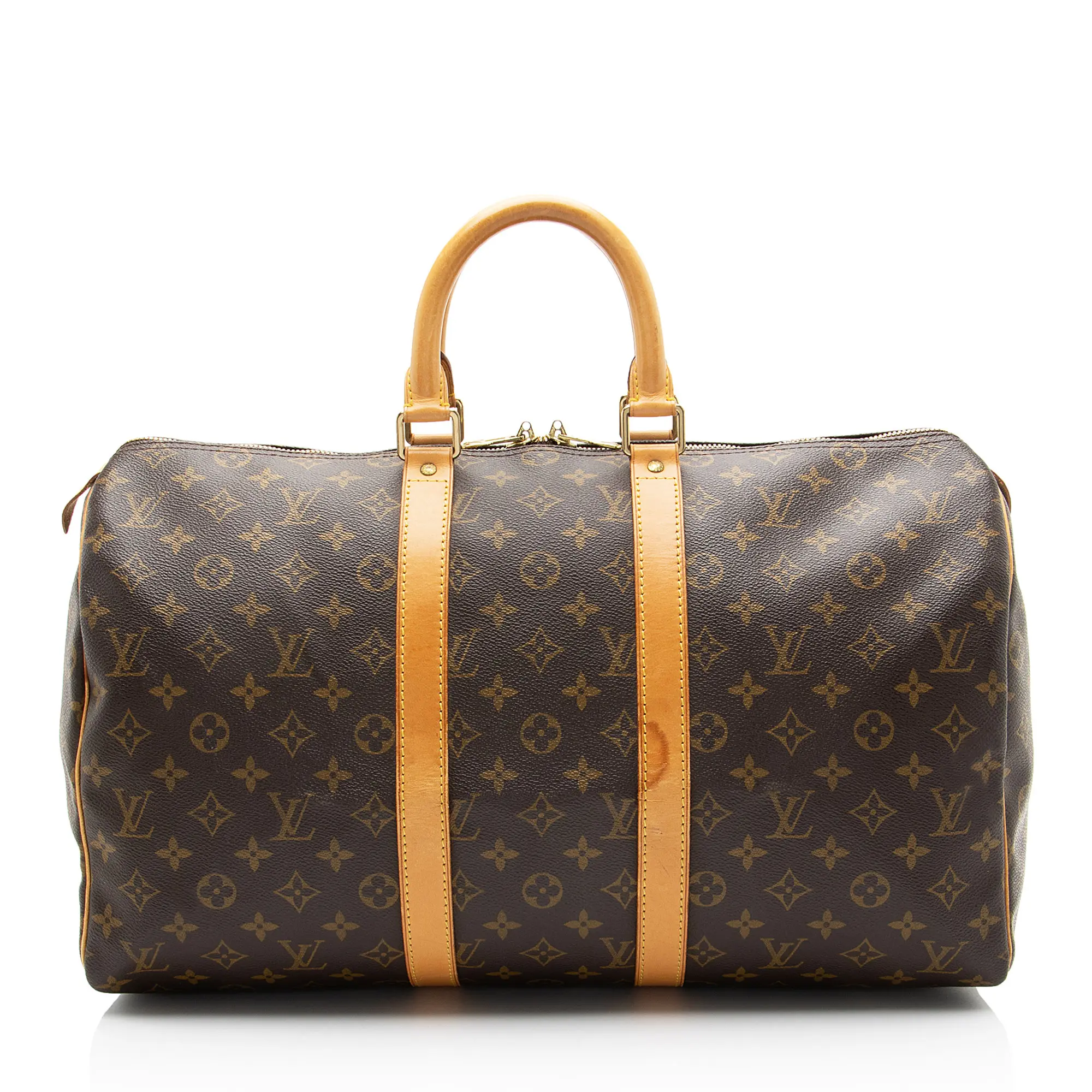 Pre-owned Louis Vuitton Leather Luggage Vintage Monogram Canvas Keepall 45 Duffle