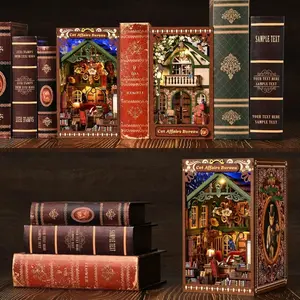 DIY 3D Wooden Puzzle Booknook Kit, Double Size Book Nook for Adults, Bookshelf Decoration & Miniature Bookend Dollhouse Model Building, Building Set
