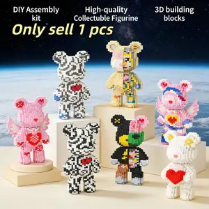 Multicolor Surprise Gift Bear 3D Building Blocks Decoration, Bookshelf Home Office Cabinet Decor, Party Living Room TV Stand Display